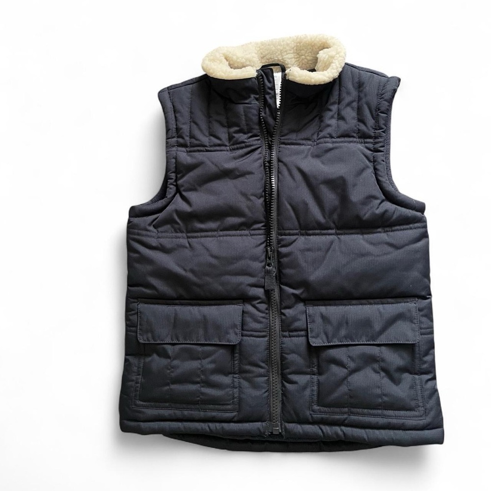 Gymboree Navy Tactical Winter Vest with Cream Fleece Lining